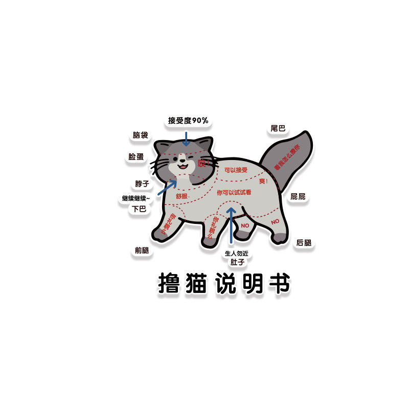 猫咪馆咖贴纸猫咖店撸猫部位图