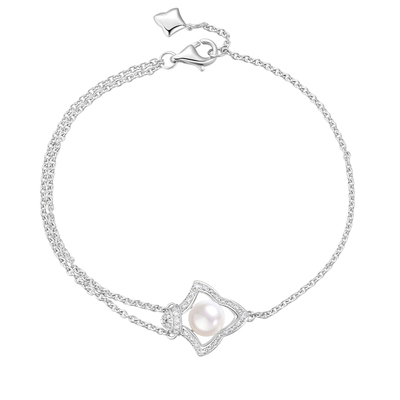 轩灵珠宝18k白金海水珍珠手链