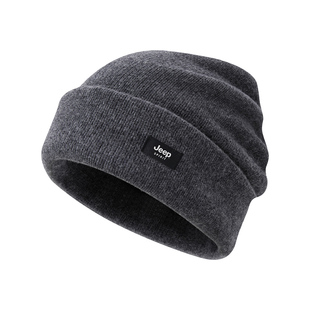 JEEP SPIRIT吉普羊毛冬季毛线帽加厚保暖针织帽男士防寒帽子骑行