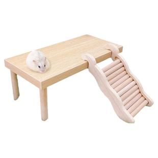 仓鼠造景平台防水二层金丝熊长方形站台带梯子玩具芦丁鸡木质爬梯