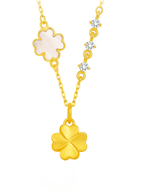 中国黄金出品999足金四叶草项链