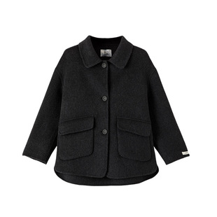 晚白2025冬装新款气质翻领呢子外套通勤休闲羊毛毛呢大衣女短款