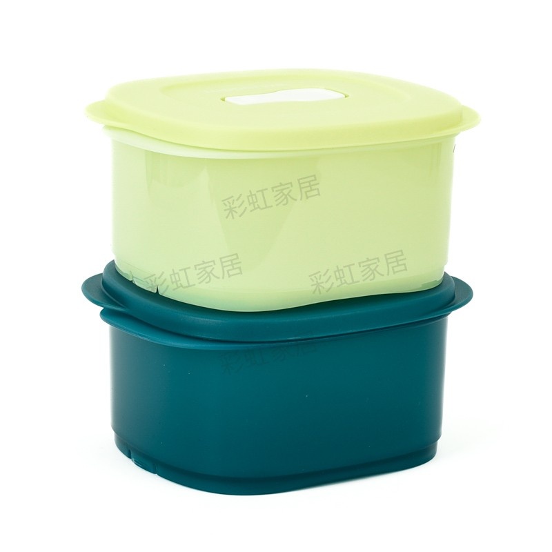 特百惠 800ml微波层叠小方盒长方形塑料密封饭盒便当盒冷藏保鲜盒