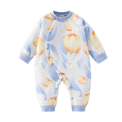 翘脚鸭婴儿衣服40g轻夹棉男女宝宝连体衣爬服春秋季新生儿哈衣