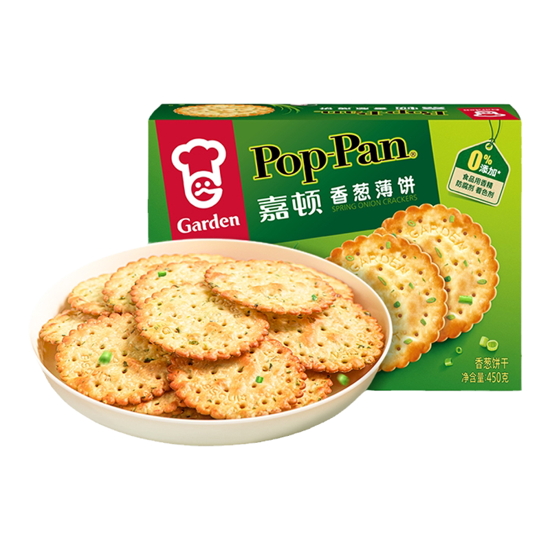 嘉顿香葱薄饼干450g*1盒薄脆饼干咸味葱油葱香蔬菜小吃休闲零食品 食食实拍商品图