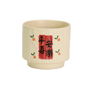 简约花盆陶瓷喜庆节日家用桌面客厅蝴蝶兰发财树杜鹃盆栽带托盘