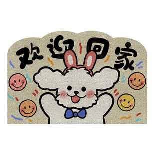 门口欢迎回家丝圈地垫入户门垫家用可爱门内防滑入门除尘脚垫地毯