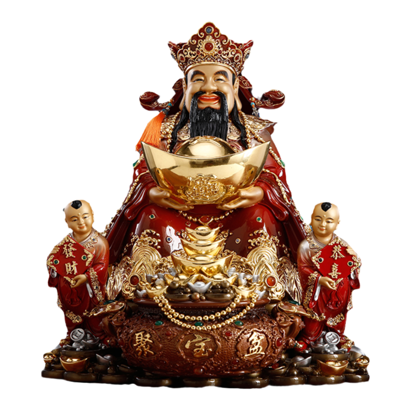 铜贴金文财神爷神像招财摆件家用