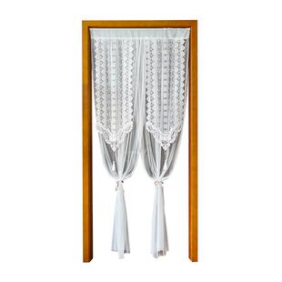 法式门帘四季通用刺绣隔断帘高级感免打孔卧室房间家用蕾丝遮挡帘