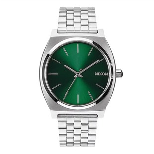 正品nixon尼克松手表时尚钢带银绿A0451696方形中性男女石英表