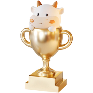 创意牛杯奖杯摆件订制定做刻字销冠军优秀员工礼物学生搞怪纪念品