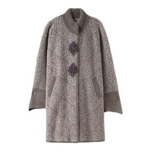 妈妈秋冬装洋气水貂绒外套加大码中老年女毛呢羊绒大衣中长款高贵