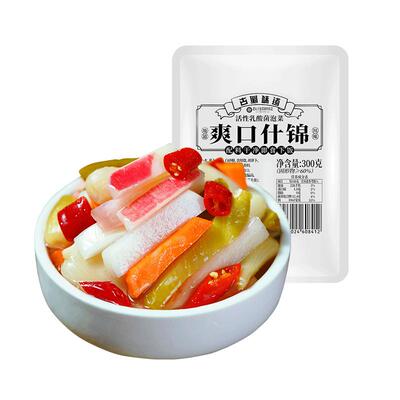 四川泡菜即食老坛子什锦泡菜酸萝卜泡豇豆泡萝卜下饭菜300g*6袋