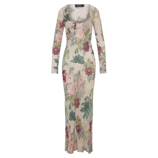 RealisationPar连衣裙深V斜裁波西米亚风长袖长款真丝裙 The Inka