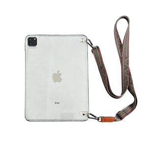 iPad防摔适用苹果ipadAir11/13保护壳带笔槽Pro11英寸Air6透明防丢iPad软边亚克力mini6平板壳可调节肩带挂绳