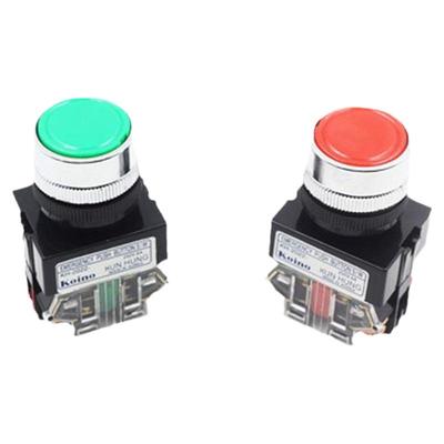 平头复位按钮开关Koino建兴配电箱银触点22mm平钮绿色按键KH-2022