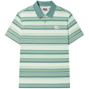 FILA × MAISON KITSUNÉ斐乐男子短袖POLO衫2025夏新款条纹上衣