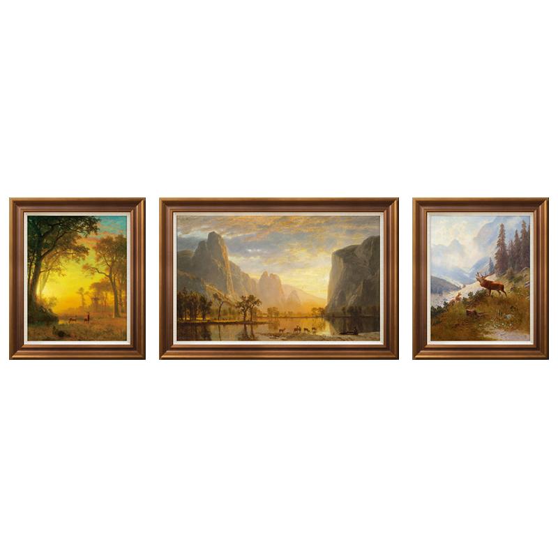 风色美式客厅山水风景油画装饰画