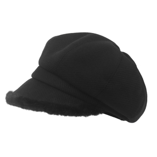 英伦复古八角帽子女秋冬天加厚时尚毛绒边鸭舌帽显脸小保暖画家帽