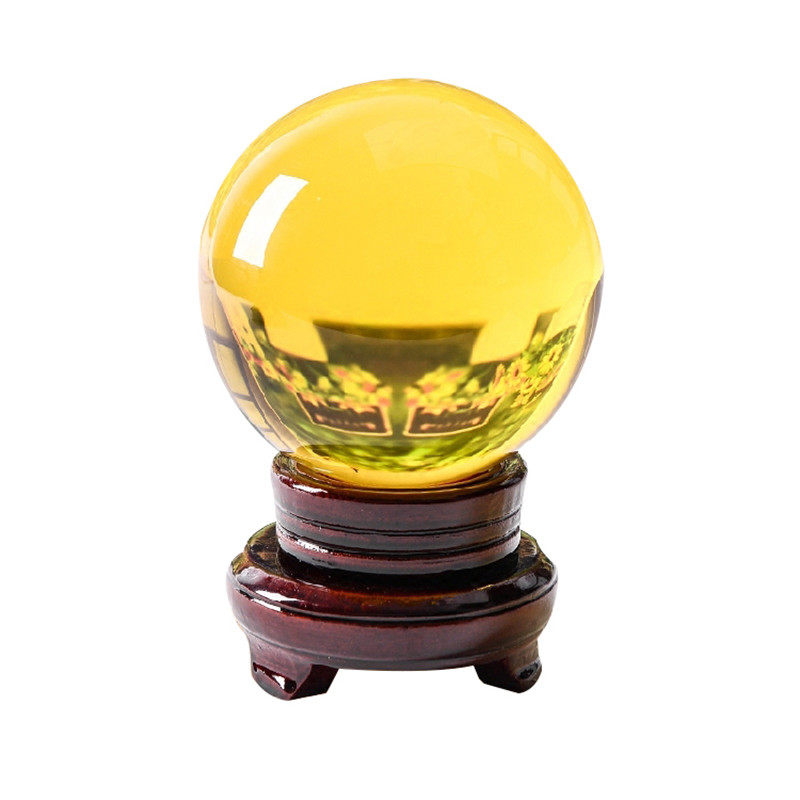 高档大小号粉紫黄水晶球家居客厅玄关装饰品摆件开业礼品乔迁新居