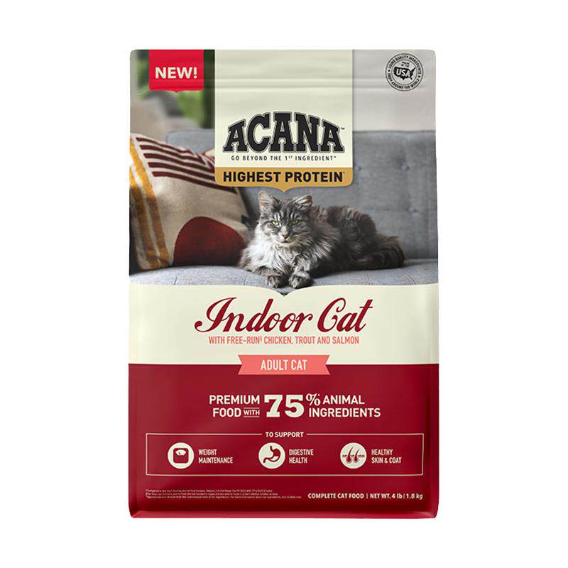 【自营】ACANA/爱肯拿高蛋白室内猫粮1.8KG成猫幼猫高纤低卡轻盈
