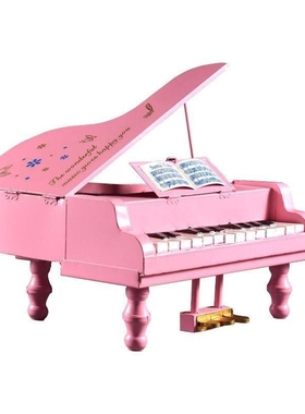 欧式复古怀旧粉色铁艺钢琴摆件