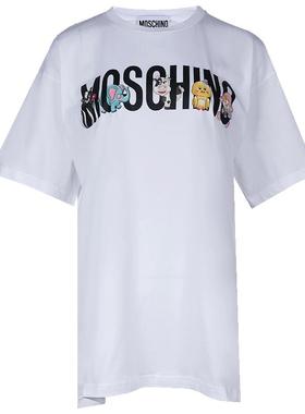 moschino/莫斯奇诺经典印花字母logo全棉短袖T恤女士新款XY