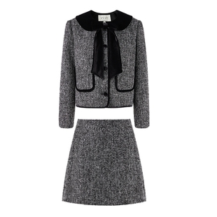 娃娃领时尚套装女2025冬季新款女装通勤小香风上衣高腰半裙两件套