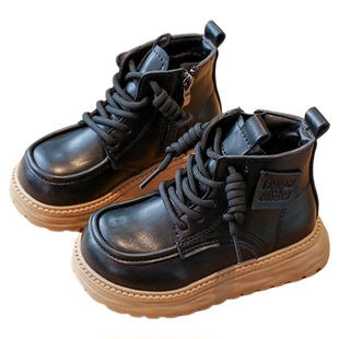 男童马丁靴2025秋冬季新款真皮男孩加绒二棉女童春秋短靴儿童靴子