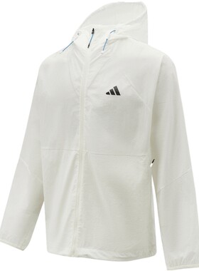 adidas阿迪达斯男子健身运动休闲跑步训练连帽夹克薄外套KR2513