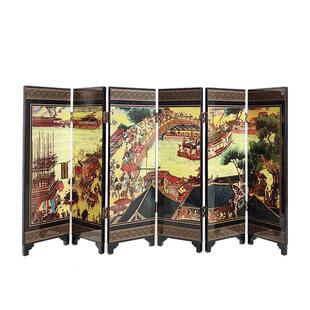 非遗漆器点螺钿贝雕桌面小屏风国潮梅兰竹菊茶文化手工艺礼品摆件