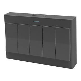 锦迈启光系列明装开关座五联单控开关面板五位双控开关带明盒/5开