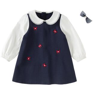 戴维贝拉儿童连衣裙女童2026新款假两件针织裙子女春装A类公主裙