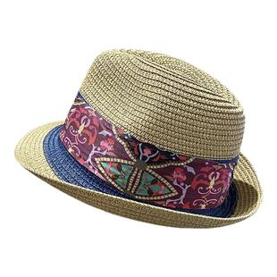 草帽女夏季新款出游度假民族风小礼帽透气百搭草编爵士帽沙滩凉帽