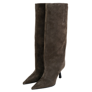 IORE理想矿石设计原创 锋锐气质 极简利落线条尖头细跟高跟及膝靴