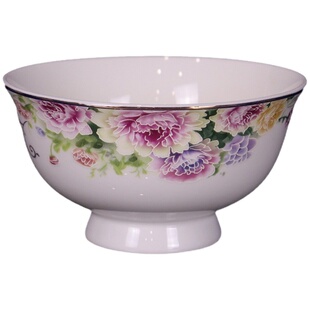 【繁花似锦】天顺陶瓷碗高端轻奢描金碗盘家用盘子新骨瓷餐具乔迁