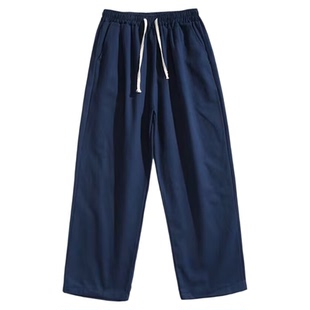 春秋亚麻裤男夏季宽松男士运动休闲裤阔腿直筒裤男生冰丝山本裤子