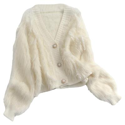 仿水貂绒宽松外穿软糯女针织外套