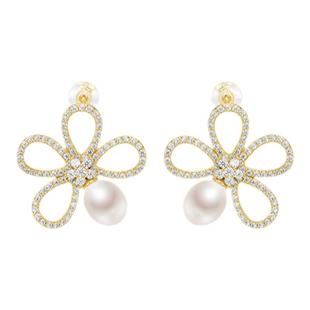 京润珍珠 静兰 S925银淡水珍珠耳钉6-7mm时尚高端珠宝礼物女D