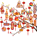 2026新年绿植挂件过年贺年装饰马年盆栽小挂饰春节氛围布置喜庆