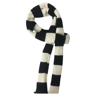 ins风韩系氛围感细长小围巾红白色条纹毛线围脖2025年时尚配饰女