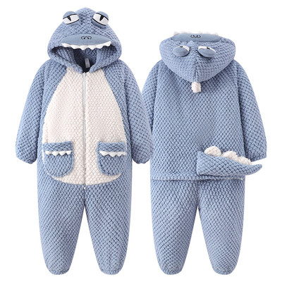 男款冬季珊瑚绒恐龙大码连体睡衣