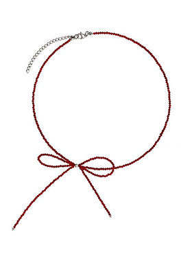 细款显白红色黑色蝴蝶结choker