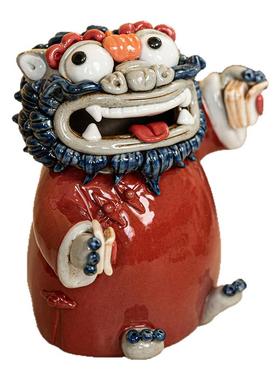 生意兴隆红色貔貅摆件陶瓷香炉