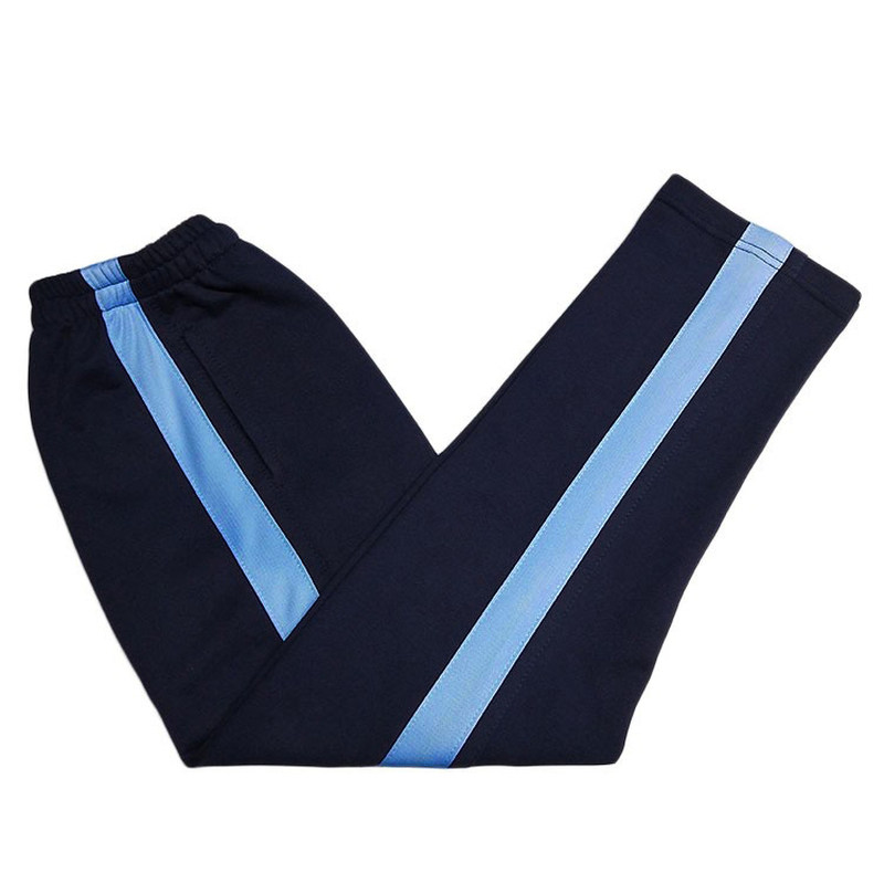 定制全棉天蓝宽边大码直筒校服裤