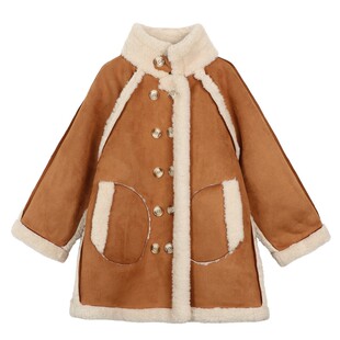 NORNOR女童毛绒外套中长款2025新款冬季加厚保暖好看儿童麂皮大衣