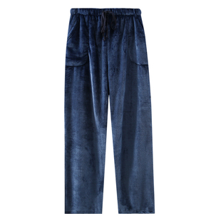 特厚法兰绒睡裤男士加厚冬季保暖裤毛绒大码宽松珊瑚绒家居裤秋冬