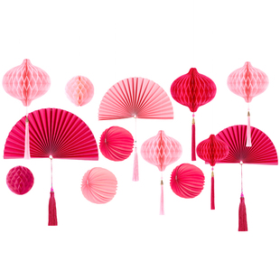 2024网红新房结婚布置中式纸灯笼婚房装饰套装客厅卧室背景墙挂件