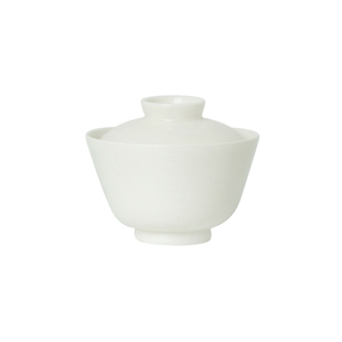 元无景德镇陶瓷盖碗轻奢高端对白手工盖碗茶杯草木灰茶具茶碗带盖