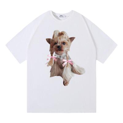 HTCU蝴蝶结约克夏小狗短袖